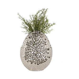 METAL, 14" CONTEMPORARY VASE, SILVER 3