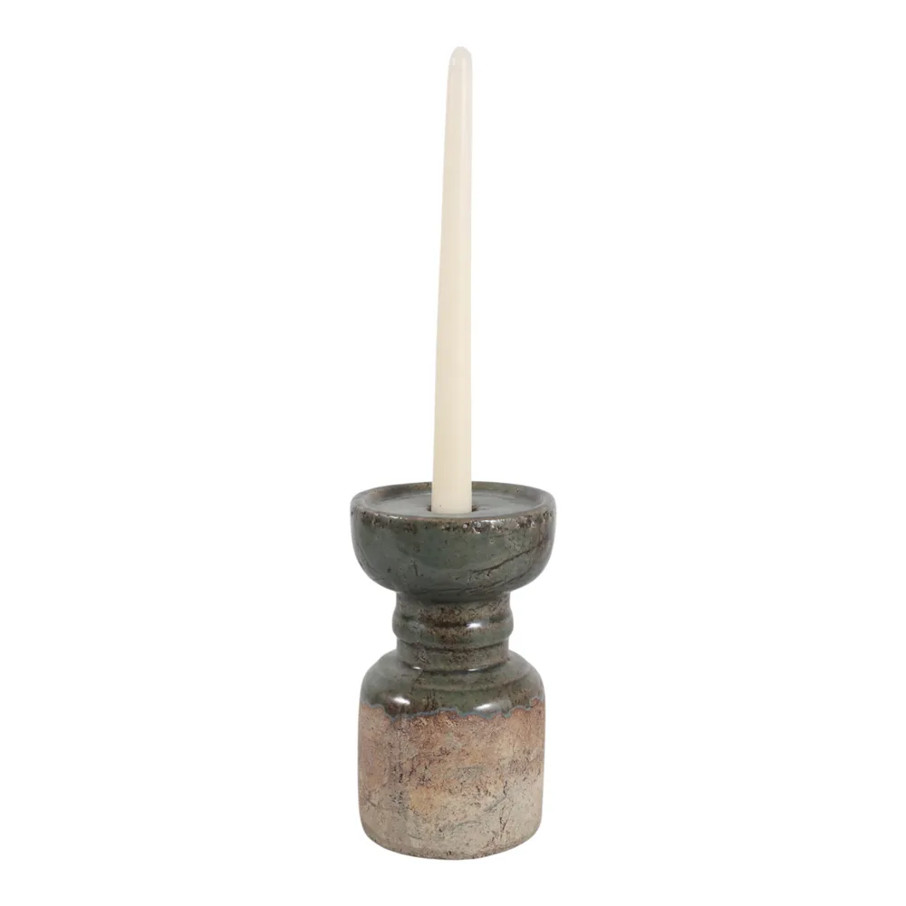 BARTONTON GREEN CANDLE HOLDER 7 (IN)
