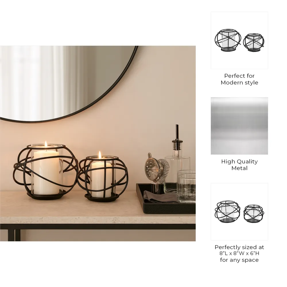 HARMONWICK SET OF 2 BLACK CANDLE HOLDER 6 (IN)