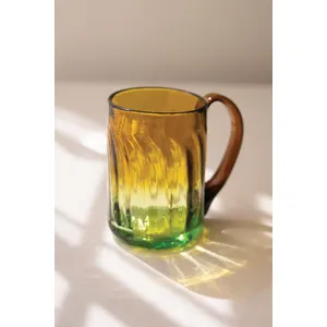 Recycled Fluted Amber Glass Mug with Handle 1
