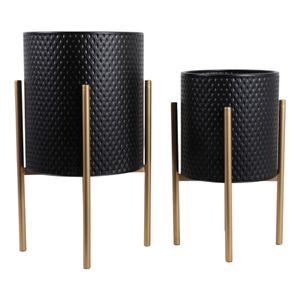 HAYFORDTON SET OF 2 BLACK PLANTER 23 (IN) 4