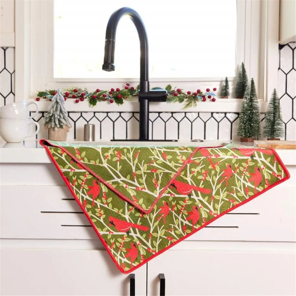 Red Cardinals Eco Kitchen Tea Towel