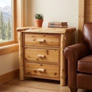 Cedar Log Three Drawer Chest - Coffee - 
Premium Line