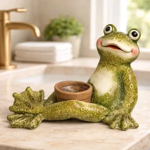 Frog With Flowering Pot 15.5x10.5x10.5in 1