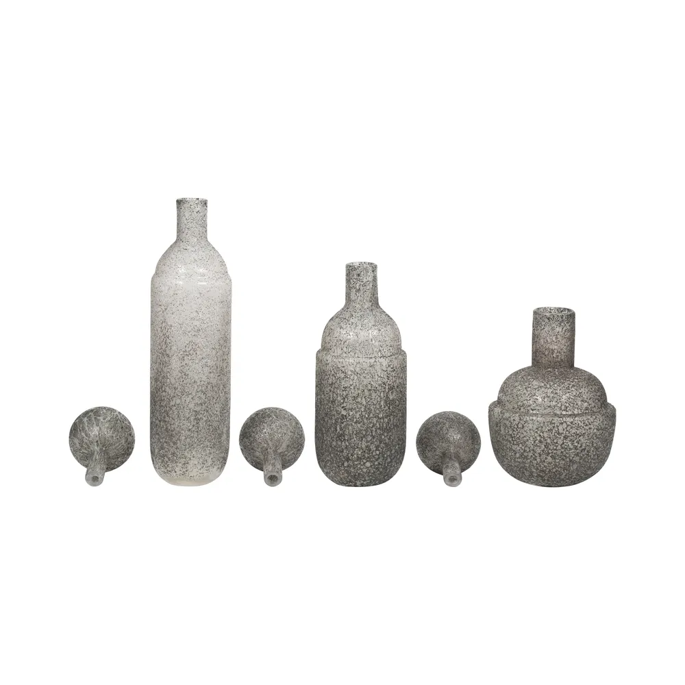 BURTONBURN SET OF 3 GRAY GLASS VASES 18 (IN)
