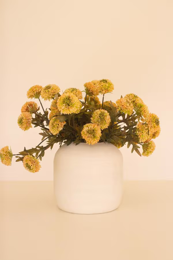Bundle of 7 Artificial Yellow Ball Dahlias