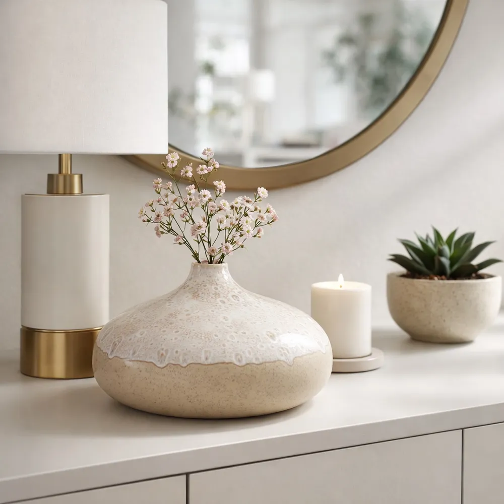 EMMETOAK CREAM VASE 9 (IN)