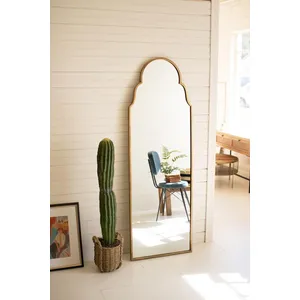 Large Arched Mirror with Brass Frame 1