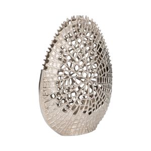 METAL, 14" CONTEMPORARY VASE, SILVER 4