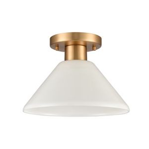 Vivica 10'' Wide 1-Light Flush Mount - Brushed Gold and Opal 2