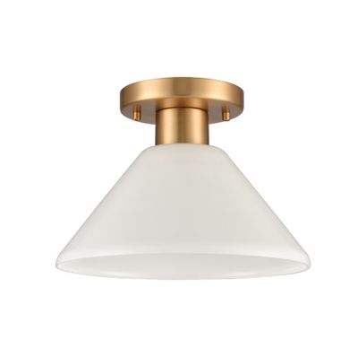 Vivica 10″ Wide 1-Light Flush Mount - Brushed Gold and Opal