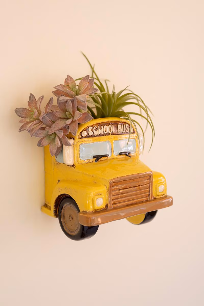 Ceramic School Bus Wall Planter