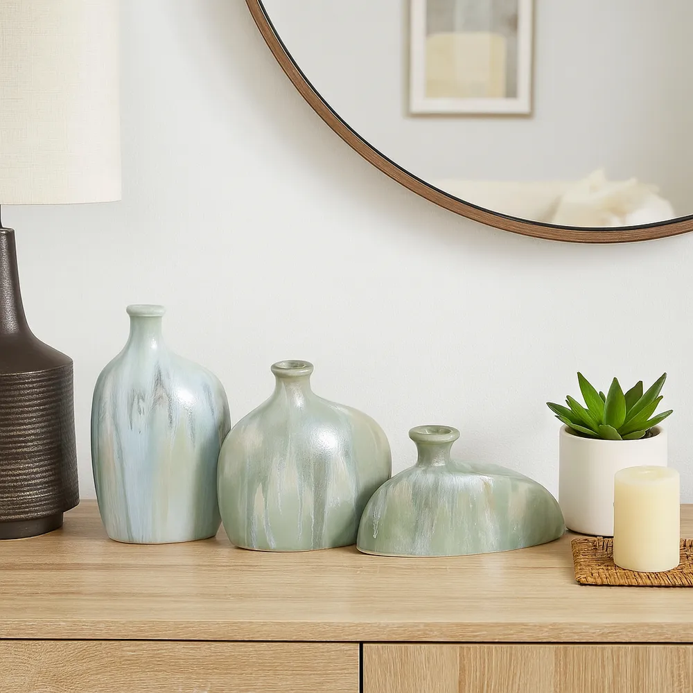 BENTONFIELD SET OF 3 IVORY VASES 9 (IN)