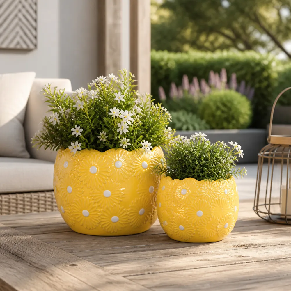 BRONSONRUN SET OF 2 YELLOW PLANTER 7 (IN)