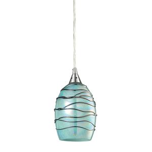 Vines 5'' Wide 1-Light Mini Pendant - Satin Nickel with Mint Glass 2