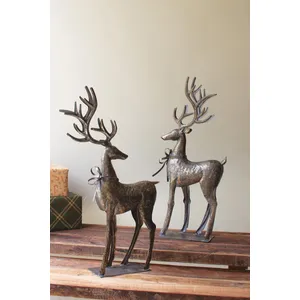 Set of 2 Rustic Metal Reindeer 1