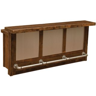Barnwood 7-foot Bar with Corrugated Steel - Sink Cabinet - Artisan Top - Refrigerator Opening on Left
