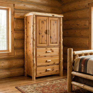 Cedar Log Three Drawer Armoire - Weathered - Standard Line