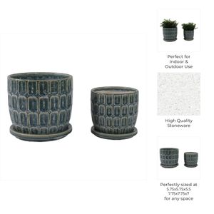 LEONAHAM SET OF 2 BLUE PLANTER 7 (IN) 10