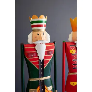 Set of 2 Painted Metal and Wood Nutcrackers 3