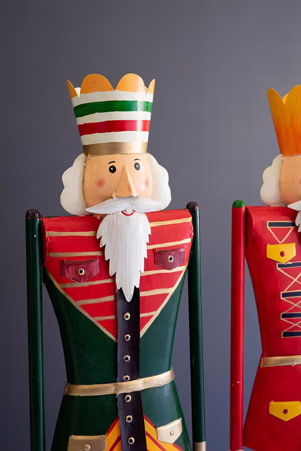 Set of 2 Painted Metal and Wood Nutcrackers