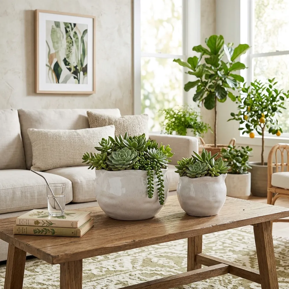 DRAPERSTONE SET OF 2 WHITE PLANTER 9 (IN)
