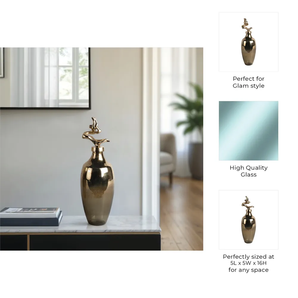 BRAMRUN GOLD GLASS VASE 16 (IN)