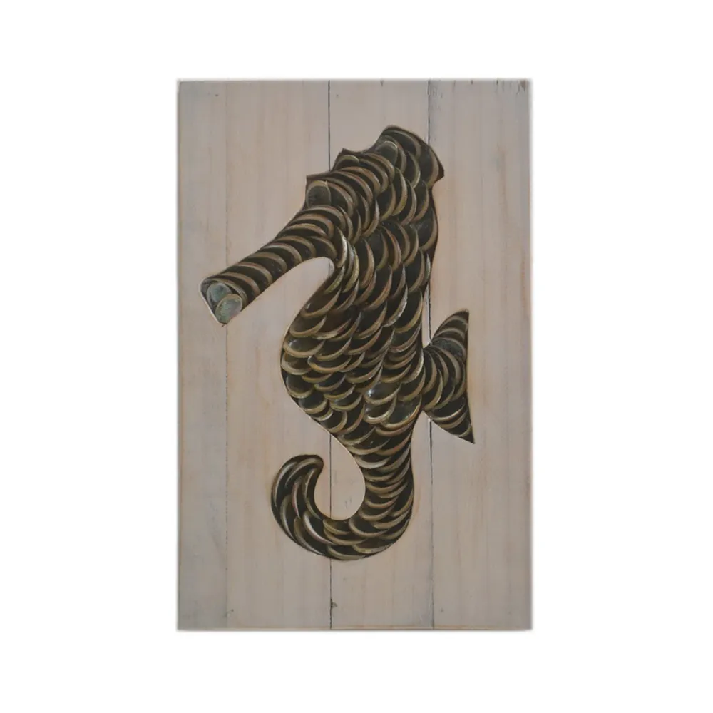 17" ABALONE SEAHORSE PLAQUE W/FRAME