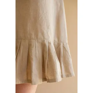 Tie-Shoulder Dress with Pleated Hem / Oatmeal 3