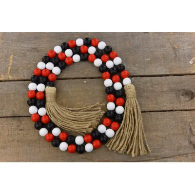 Red White & Black Beaded Garland 58in