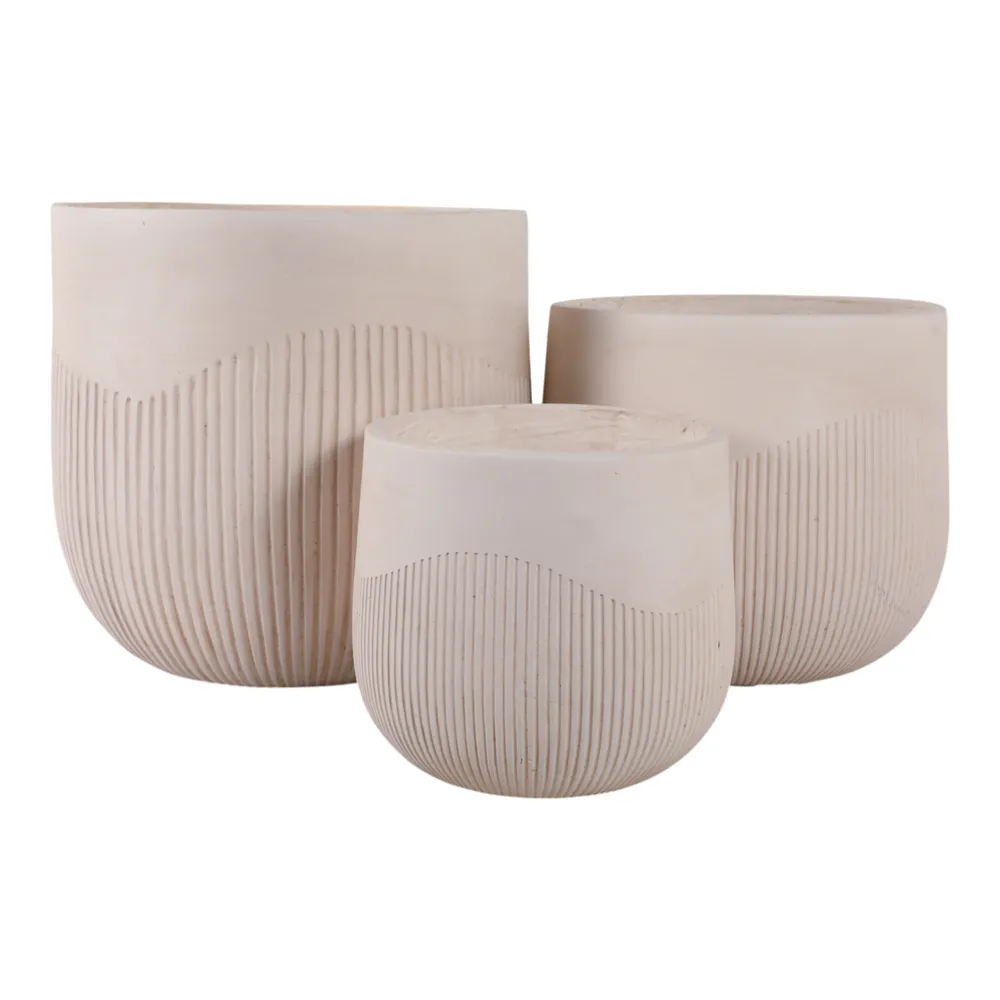 TODDCLIFF SET OF 3 IVORY PLANTER 16 (IN)