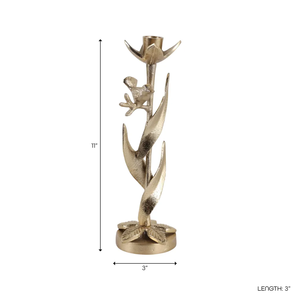 HOLLYMOOR GOLD CANDLE HOLDER 11 (IN)