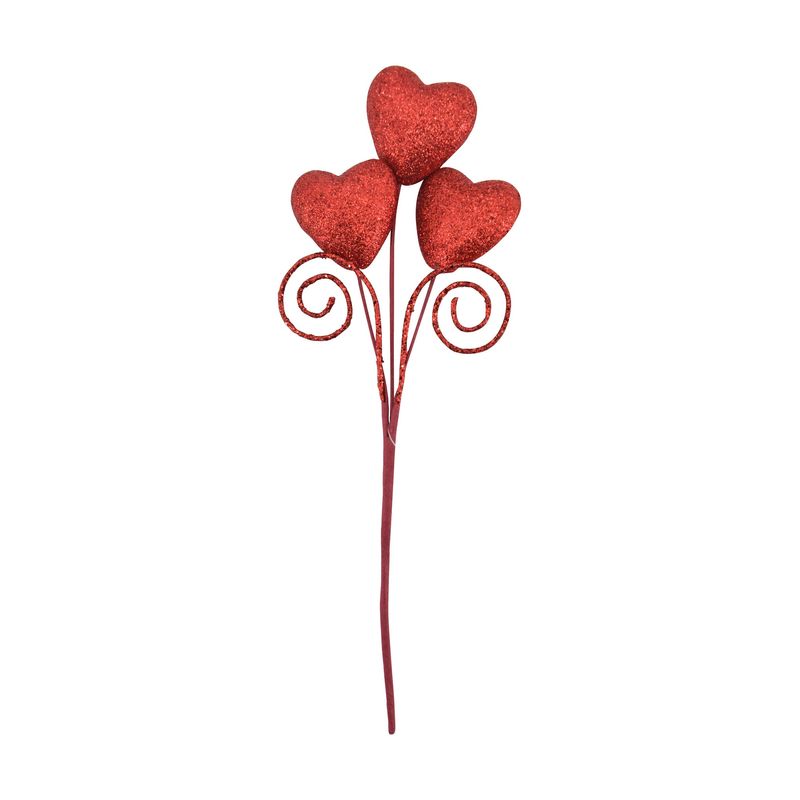 12" Glittery Red Heart & Swirl Pick