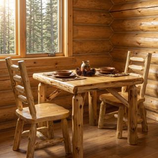 Cedar Log Square Dining Table - 42-inch - Coffee - Standard