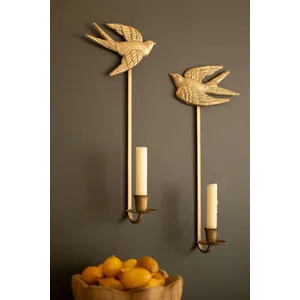 Antique Gold Sparrow Candle Wall Sconces 1