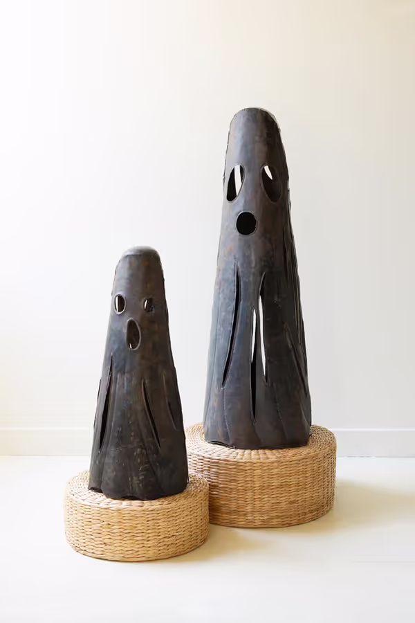 Set of 2 Rustic Iron Ghost Luminaries