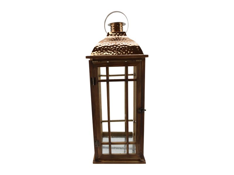 27" Wood Lantern with Copper Top 1
