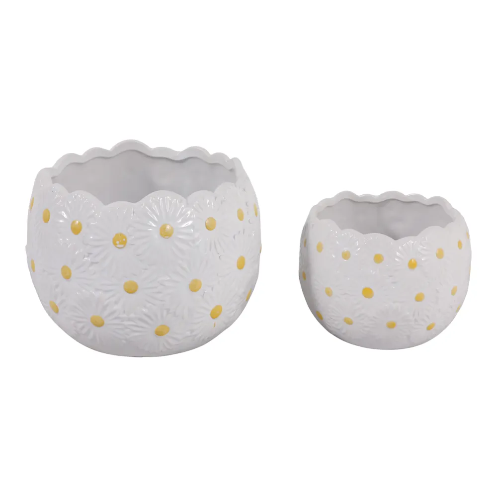 BRONSONRUN SET OF 2 WHITE PLANTER 7 (IN)