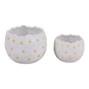 BRONSONRUN SET OF 2 WHITE PLANTER 7 (IN) 4