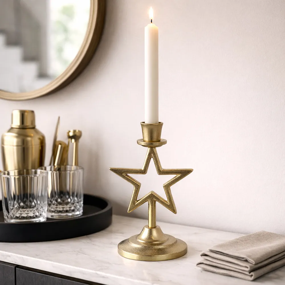 BRICEHAVEN GOLD CANDLE HOLDER 9 (IN)
