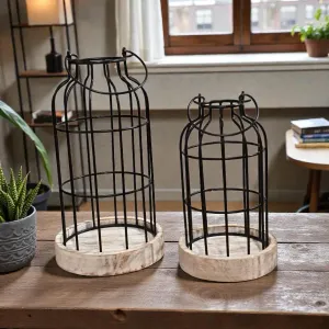 Ivory Cage Lanterns Set of 2 L - 7x7x12in S - 6x6x9in 2