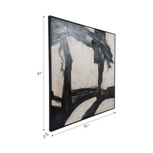 61X61 FRAMED HAND PAINTED ABSTRACT CANVAS, BLACK/G 8
