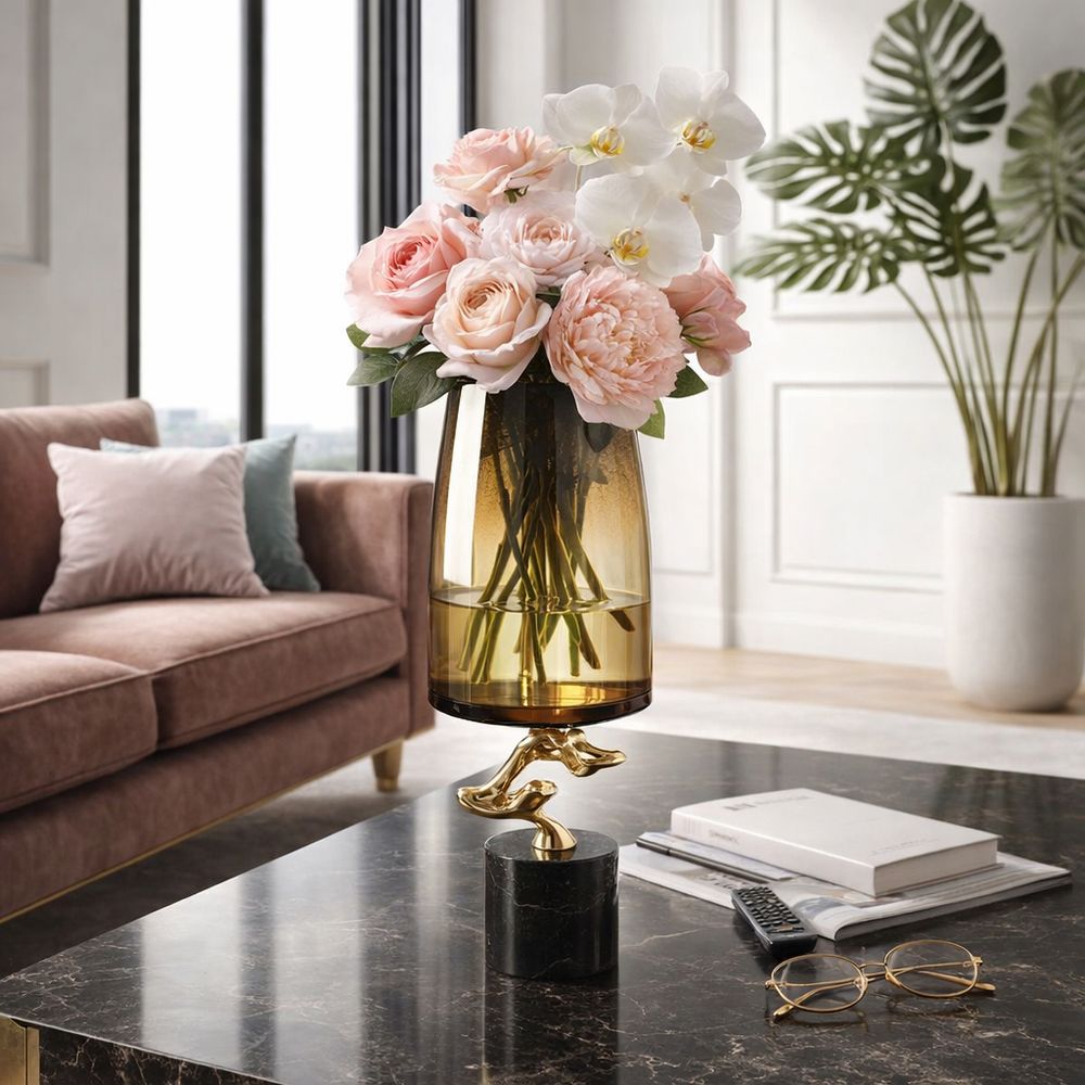 CARTERLAND GOLD GLASS VASE 19 (IN)