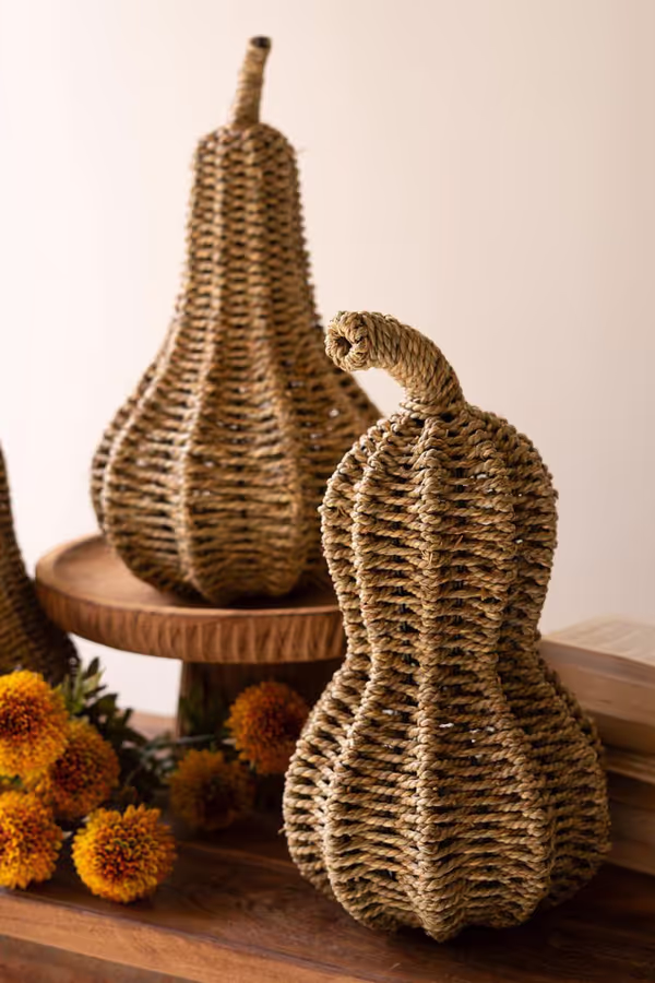 Set of Three Woven Vine Gourds