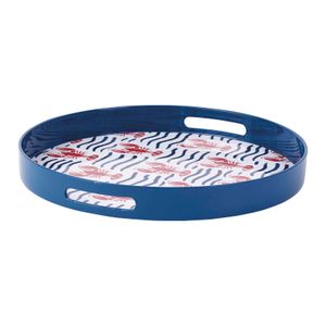 Lobster Waves  Round Lacquer Serving Tray 4