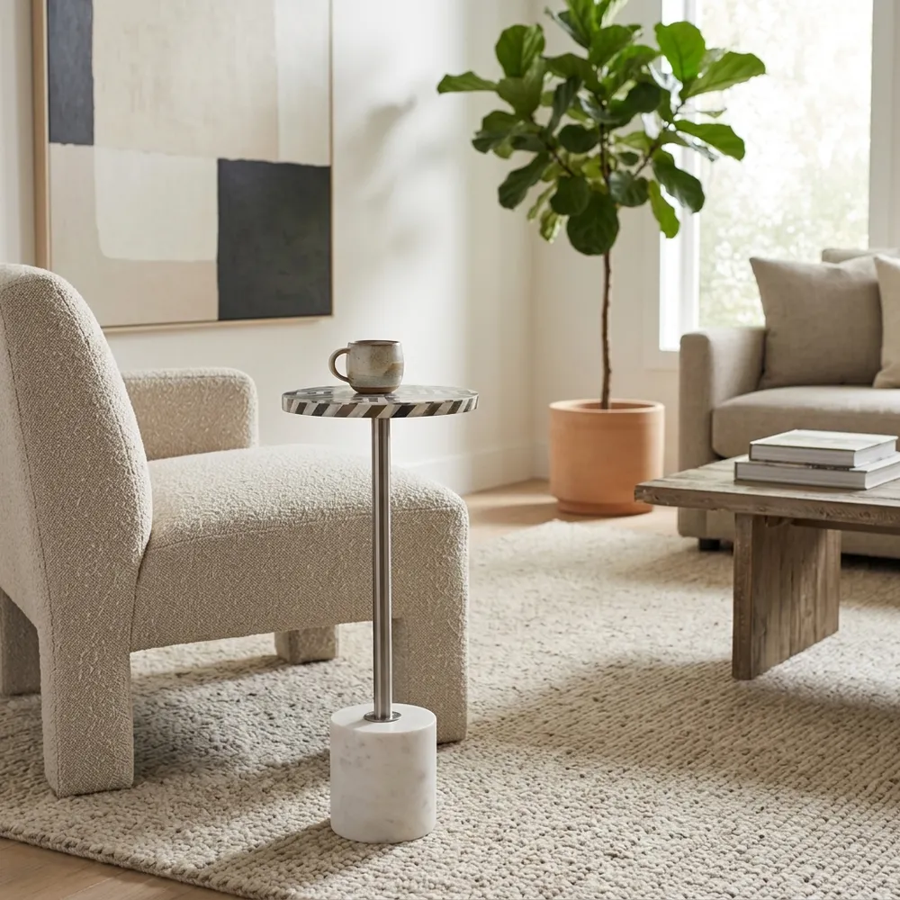 HEMMINGWELL WHITE TABLE 25 (IN)