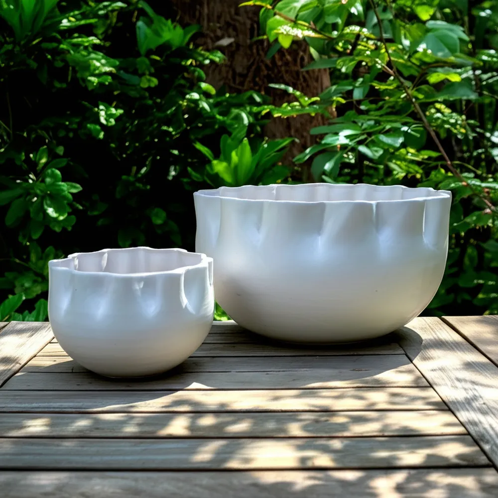 GARFIELDMORE SET OF 2 WHITE PLANTER 7 (IN)