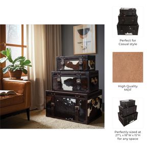 DECLANMOOR SET OF 3 BLACK TRUNK 15 (IN) 11