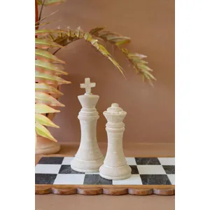 Set of 2 Grey-Wash Clay Chess Pieces 1