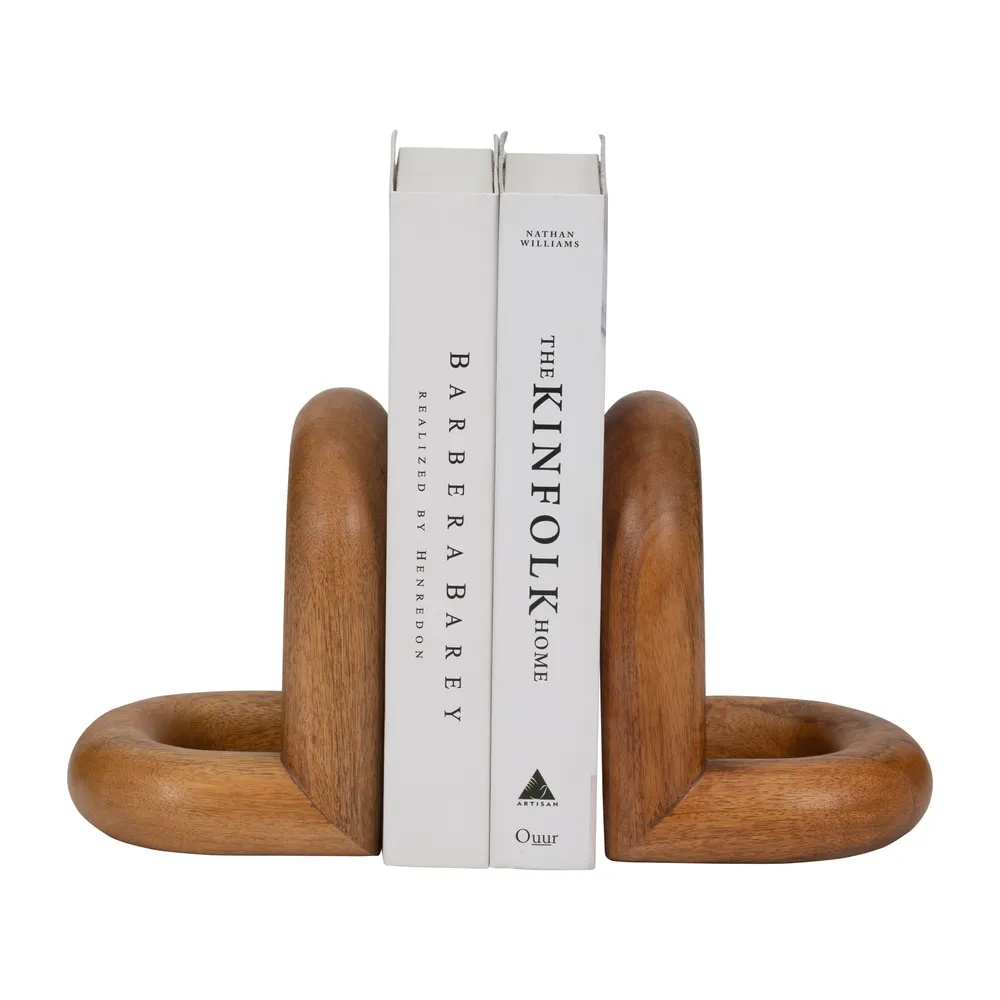 TRUEPORT SET OF 2 BROWN BOOKENDS 8 (IN)
